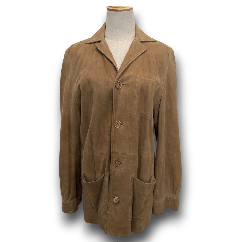 Vintage Ralph Lauren Black Label Suede Blazer Jacket Womens 6 Tan UNION READ